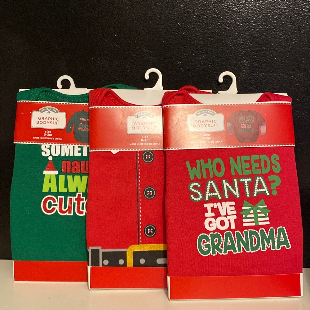 0-3 months Christmas Baby One piece Jumper (lot of 3) NWT